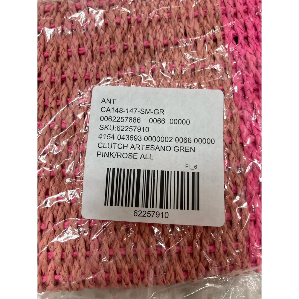Anthropologie Colorblocked Straw Clutch -Pink- NWT - Picture 6 of 9